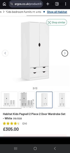 White habitat single wardrope - habitat,